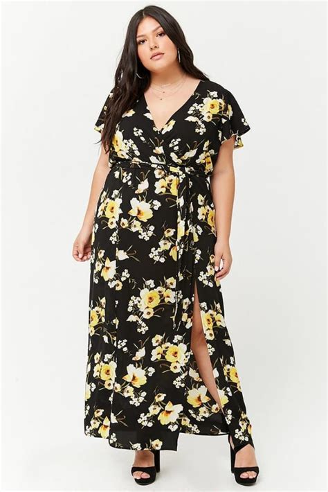 Forever 21 Plus Size Floral Surplice M Slit Maxi Dress Taylor Swifts