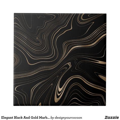 Elegant Black And Gold Marble Pattern Aestetic Tile | Zazzle.co.nz