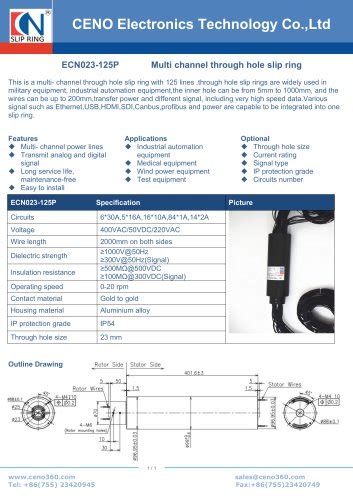 Ceno Multi Circuit Through Hole Slip Ring Ecn P Ceno