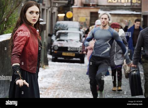 AVENGERS: AGE OF ULTRON, from left: Elizabeth Olsen as Scarlet Witch/Wanda Maximoff, Aaron ...