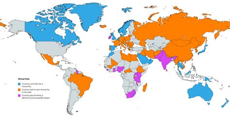 A map of monarchies throughout the world : r/MapPorn