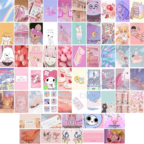 Elaaj Anime Aesthetic Wall Collage Kitset Of 60 Kawai Anime Aesthetic Posters Self Adhesive