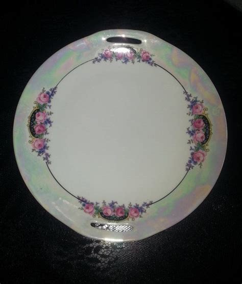 Bavaria Bavarian Plate With Handles Serving White Pink Roses Etsy