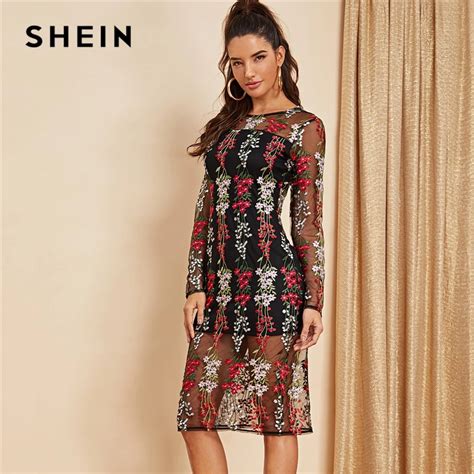 Aliexpress Buy SHEIN Multicolor Party Elegant Floral Embroidered