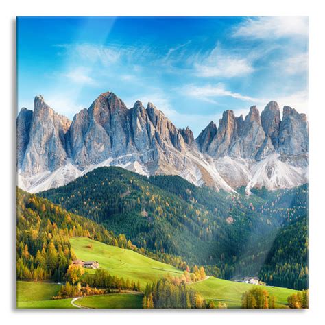 Union Rustic Glasbild Bunte Waldlandschaft Vor Den Dolomiten Wayfair De