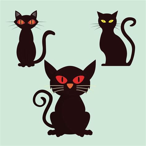 Premium Vector | Halloween cat vector pack with red eye