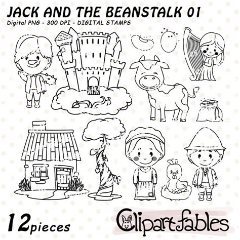 Jack And The Beanstalk Digital Stamps Fairytale Outline Nursery