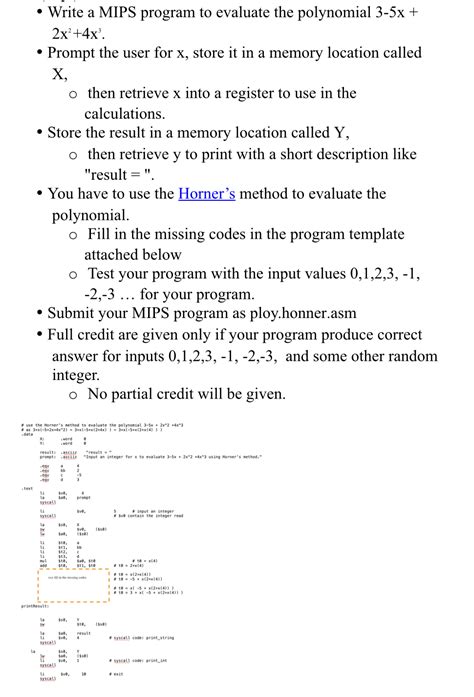 Solved Write A Mips Program To Evaluate The Polynomial Chegg