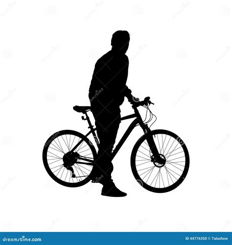 Silhouette Man On A Bicycle Stock Vector Illustration Of Biking