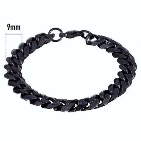 Bracelet Homme Black Mm Kb Inch Cm Bracelet Gourmette En