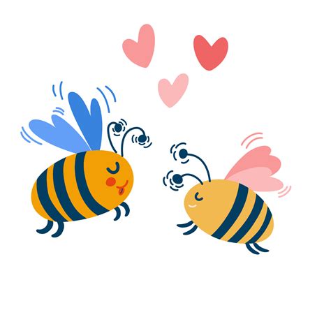 Bees Cartoon And A Heart Sign Symbol With Two Bees In Love Perfect