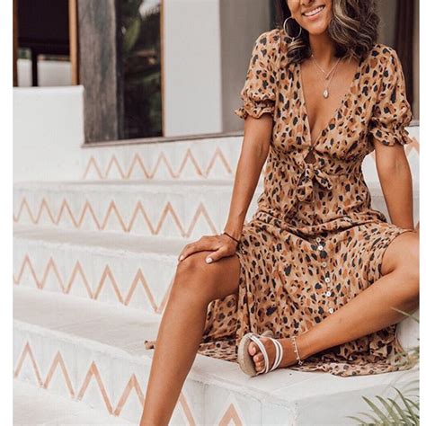 Leopard Print V Neck Dress Leopard Print Maxi Love That Boho Love