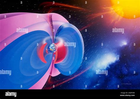 La Magnetosfera De La Tierra Ilustración Del Campo Magnético Alrededor