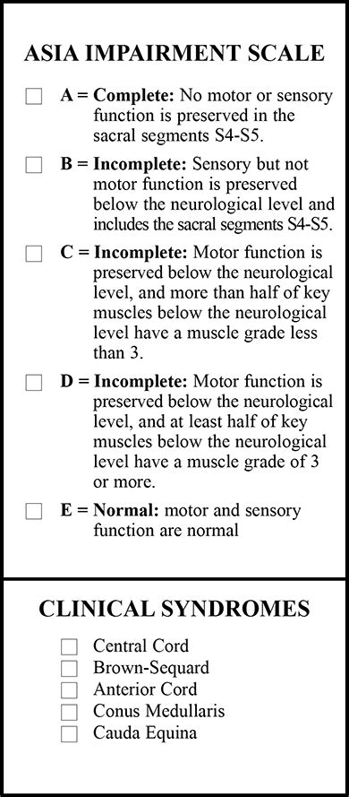 Asia Spinal Cord Injury Chart Ponasa