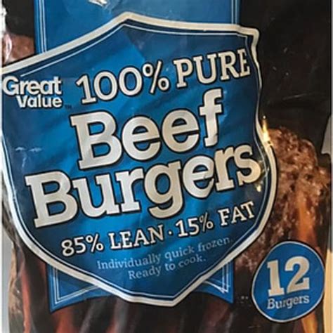 Great Value Pure Beef Burger 113 G Nutrition Information Innit