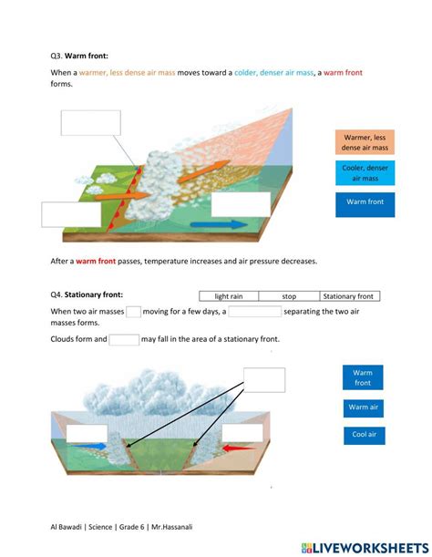 Types Of Weather Fronts Online Exercise For Live Worksheets