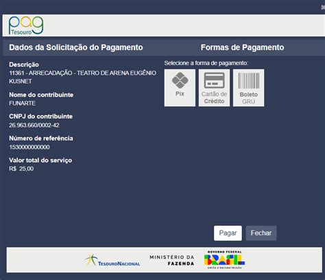 Pagamento De Gru - Emissão / Pagamento de GRU — Funarte