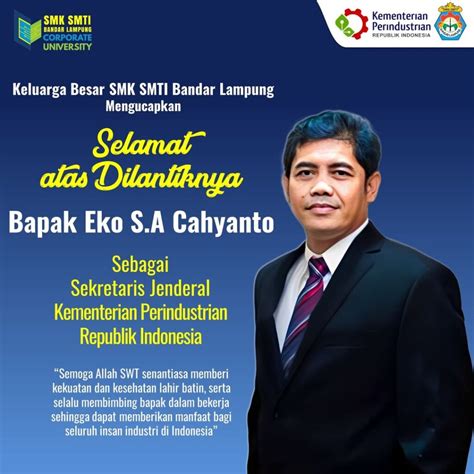 Selamat Dan Sukses Atas Dilantiknya Bapak Eko S A Cahyanto Sebagai