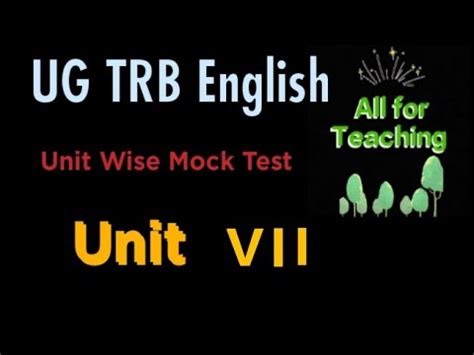 UG TRB English Unit 7 Mock Test All For Teaching YouTube