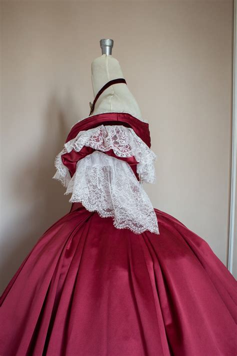 Victorian Prom Dress Victorian Ball Gown Burgundy Satin Etsy