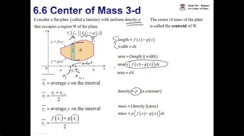 Concept Center Of Mass Of A 2d Region Derivation Of Integration Formulas Youtube