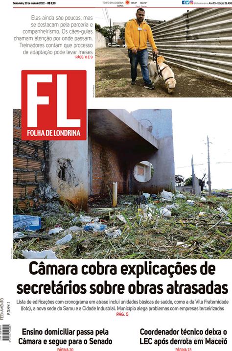 Capa Folha Londrina Edição Sexta20 De Maio De 2022