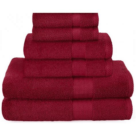 SPRINGFIELD LINEN 6 Pieces Set Towel BURGUNDY 2 BATH TOWELS, 2 HAND TOWELS AND 2 WASHCLOTHS ...