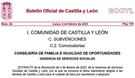 El nuevo Bono Nacimiento de Castilla y León podrá solicitarse a partir