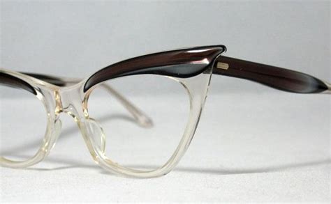 Vintage Eyeglasses Frames Taupe Silver And Black Winged Cat Etsy Vintage Eyeglasses Frames