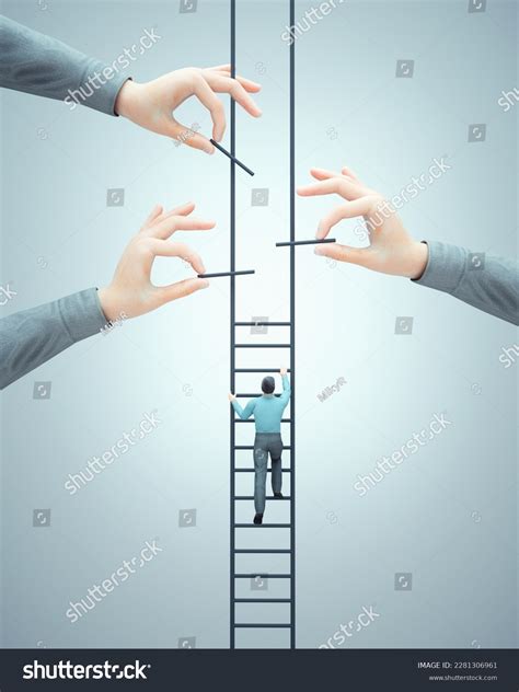 Man Climbs Ladder Financial Support Helping Stock Illustration