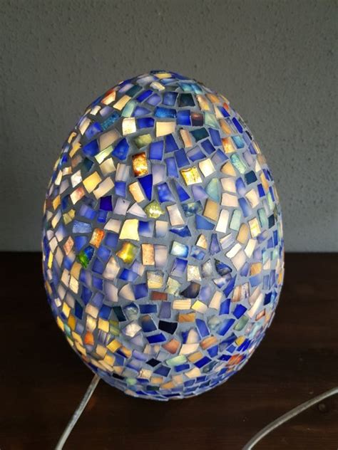 Très belle lampe de table en mosaïque en forme d oeuf Catawiki