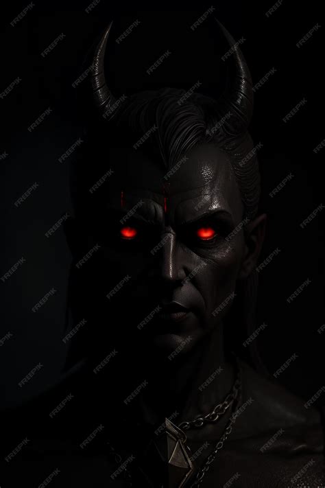 Premium Photo | A dark photo of a demon with red eyes and red eyes.