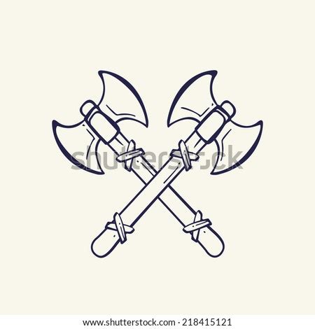 Viking Crossed Battle Axes Emblem Vikings Stock Vector 218415121 ...