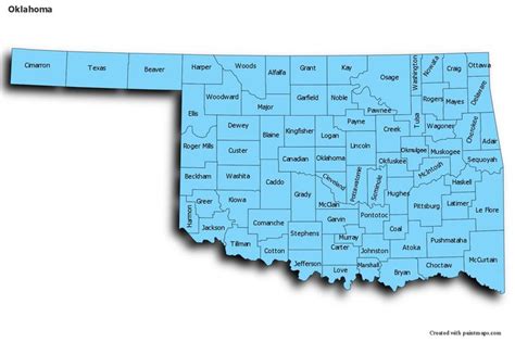 Sample Maps For Oklahoma Blue Shadowy Map Oklahoma Map Maker