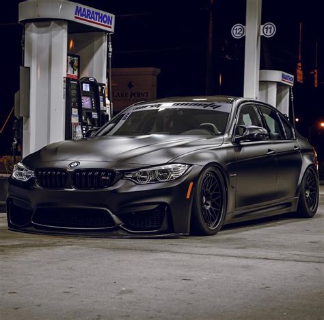 Bmw F80 M3 Slammed In Satin Black Bmw Bmw M3 Cool Car Pictures