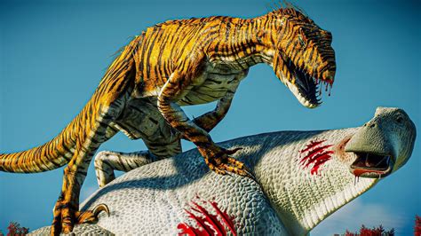 Indoraptor Tiger Yutyrannus Indominus Rex Fight New Skins Jurassic World Evolution 2