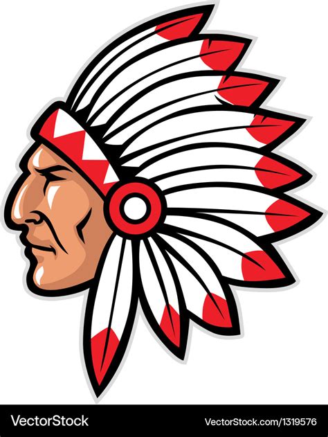 Indian Head Mascot Royalty Free Vector Image Vectorstock