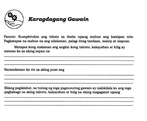 Karagdagang Gawain Panuto Kumpletuhin Ang StudyX