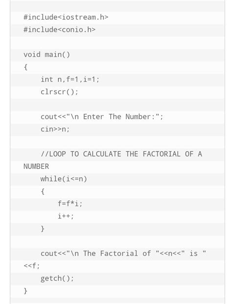 C Program For Factorial Of A Number Using For Loop Coding Compiler Images