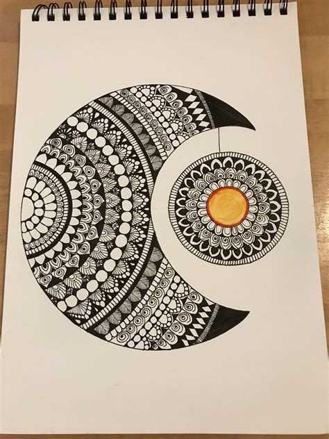 Hanging Sun With Moon Mandala By Me😊😊 Easy Mandala Drawing Mandala