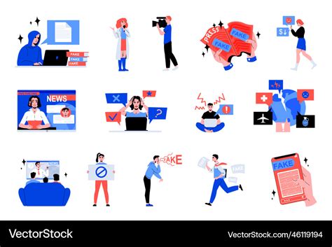 Fake News Icon Set Royalty Free Vector Image Vectorstock