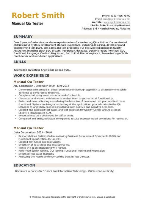 Manual Qa Tester Resume Samples Qwikresume 29988 Hot Sex Picture