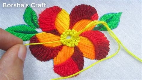 Hand Embroidery Easy Flower Embroidery Tutorial Simple Flower Design Youtube