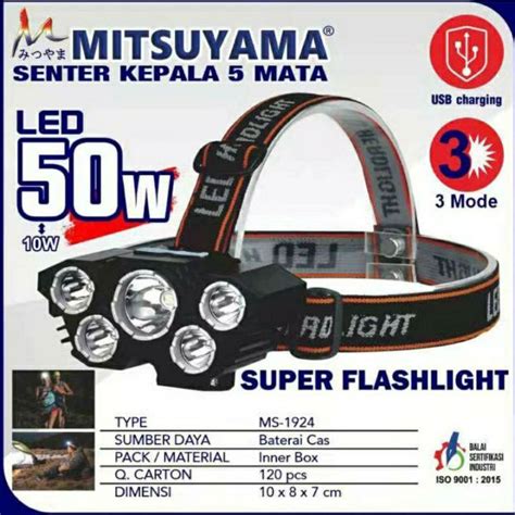 Senter Kepala Led Headlamp Mata W Mitsuyama Ms Lazada Indonesia