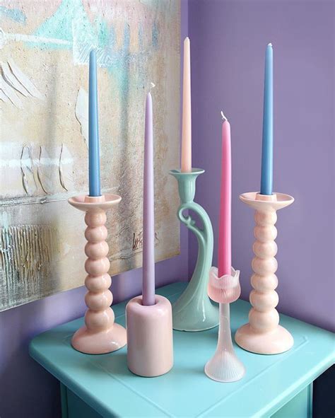 Pastel Candle Stick Holders Taper Candles Included🕯see More Photos In Stories Plus Something