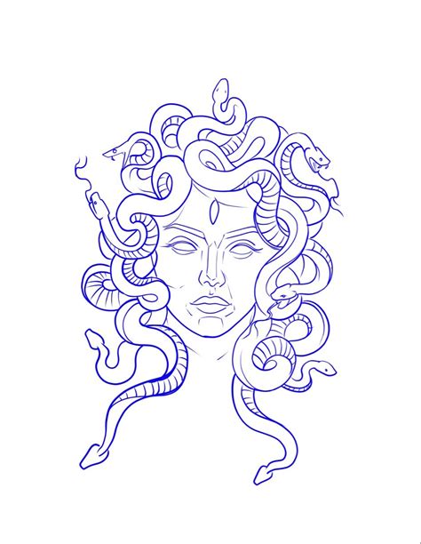 A Drawing Of A Woman With Snakes On Her Head