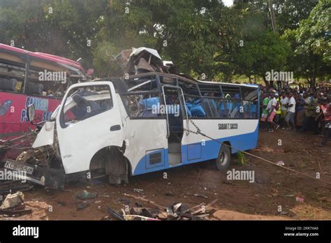 210407 Malindi April 7 2021 People Are Seen Next To The Wreckage Of Vehicles Involved In