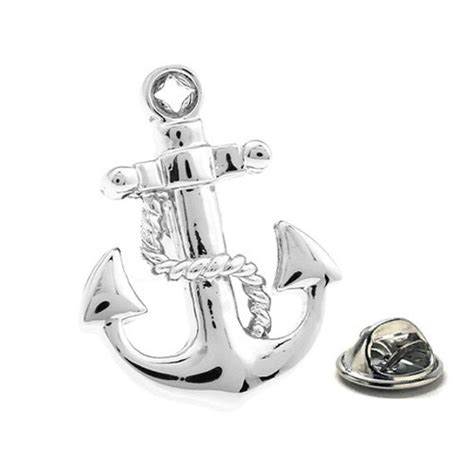 Anchor Lapel Pin Silver Ocean Liner Boat Anchor Enamel Pin Etsy