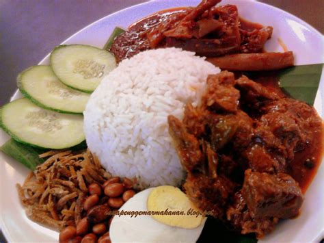 nasi lemak sambal sotong rendang daging