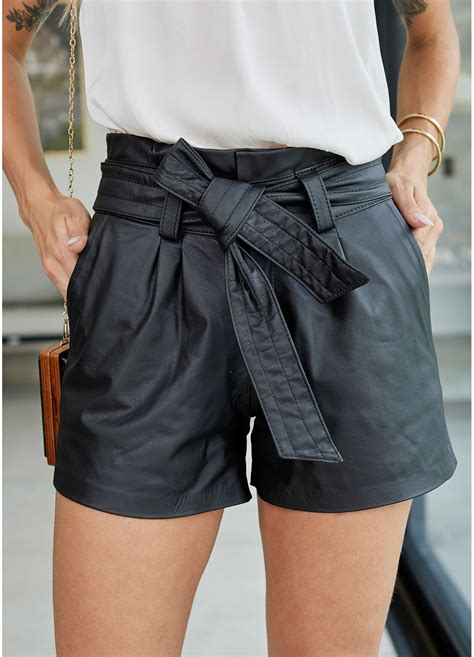 Short De Couro Preto Clochard Elite Couro Store